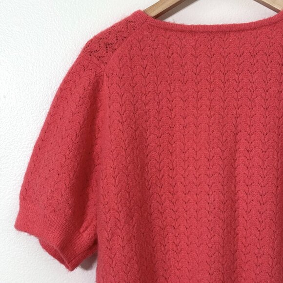 Boden Cropped Wool Mohair Coral Pink Cardigan Knit Sweater Short Sleeve - Picture 5 of 11
